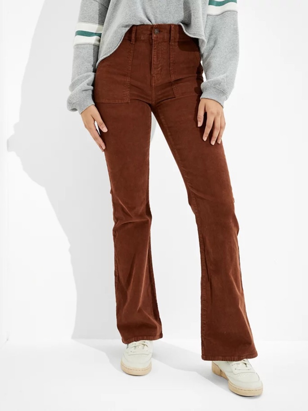 American Eagle super high waisted Corduroy brown pants